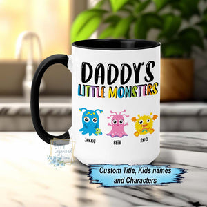 Personalized Daddy's Little Monsters, Father's Day Mug, Dad Mug, Dad Birthday Gifts, Grandpa's Little Monster