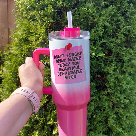 Don't forget drink your water you dehydrated bitch - 40oz shimmer glitter tumbler with handle