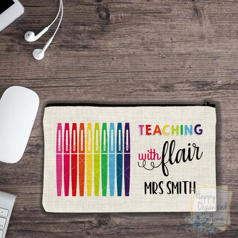 Teacher Pencil case Zippered Pouch Personalized Teaching with Flair