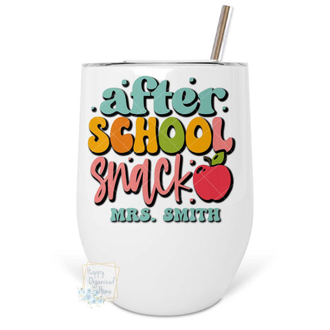 After School Snack Teacher Personalized Insulated Wine Tumbler - Retro Style