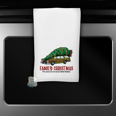 Family Christmas have the hap hap happiest  - Kitchen Towel Tea towel Printed Kitchen Towel