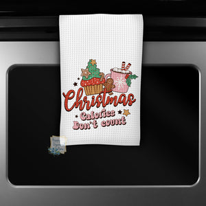 Christmas Calories don't count - Kitchen Towel Tea towel Printed Kitchen Towel