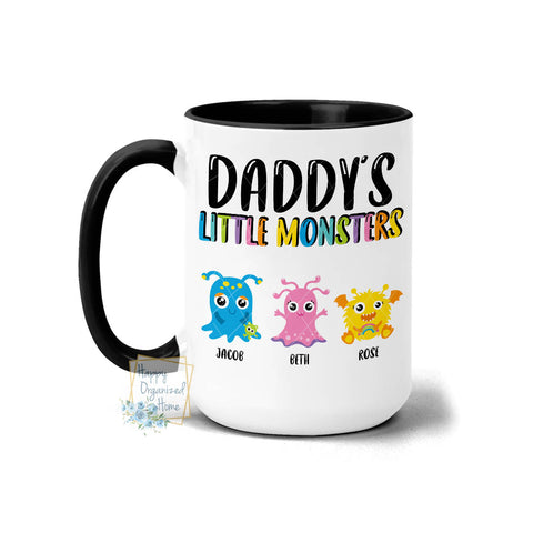 Personalized Daddy's Little Monsters, Father's Day Mug, Dad Mug, Dad Birthday Gifts, Grandpa's Little Monster
