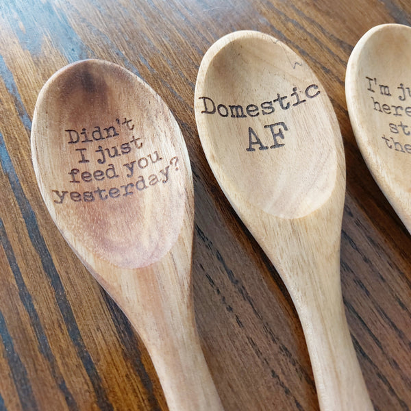 Laser Engraved Wooden Spoon with Funny Sayings