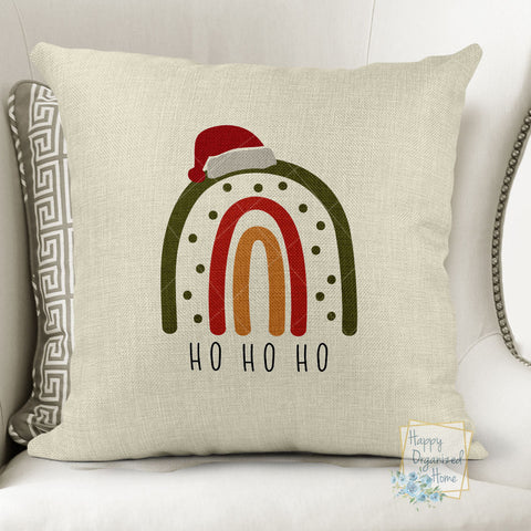 Ho Ho Ho Rainbow Santa Hat Christmas Pillow -  Home Decor Pillow Or Pillow Cover