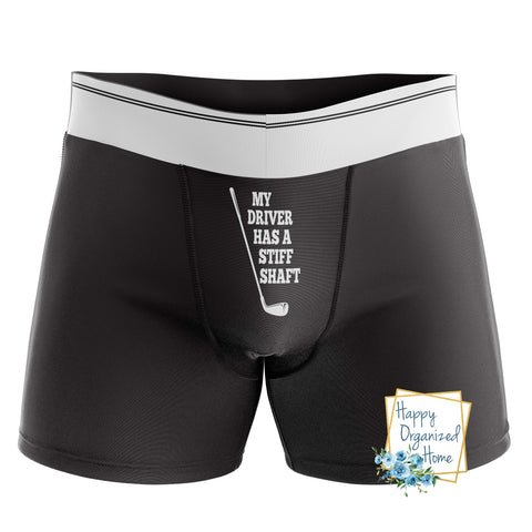 Golf Boxers - My Driver has a Stiff Shaft - Men's Naughty Boxer Briefs