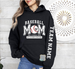 Baseball Mom. Like a Normal Mom but Louder and Prouder Personalized custom hoodie sweatshirt With team name