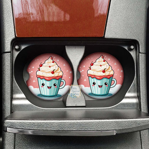 Cute Kawaii Cup of Coffee Car coaster - Neoprene Cup Holder coaster