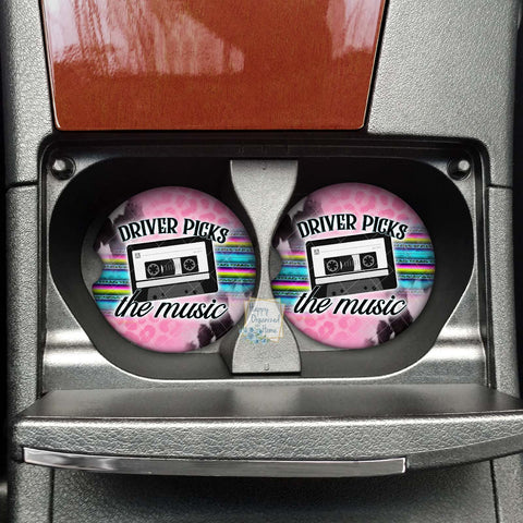 Driver Picks the music. Car coaster - Neoprene Cup Holder coaster