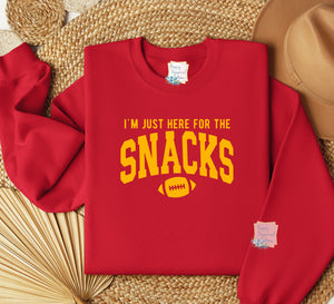 I'm just here for the snacks Football Sweatshirt