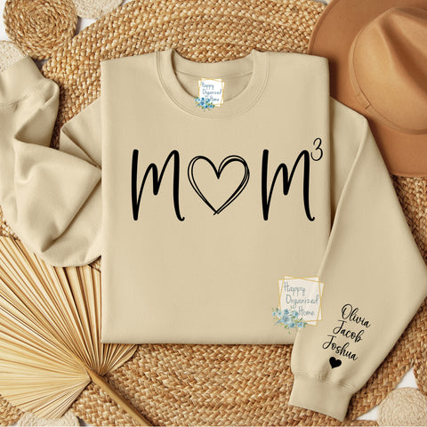 Custom Mom Sweatshirt with Kids names Personalized names on Sleeve