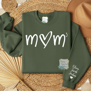 Custom mom Sweatshirt with Kids names on sleeve, Personalized Sweatshirt