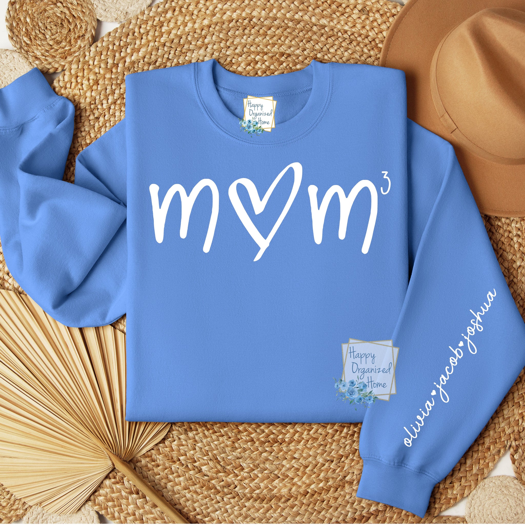 Custom Mom Sweatshirt with Children's name on sleeve. Personalized Mother's Day Sweatshirt