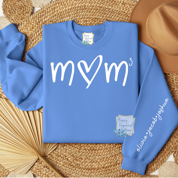 Custom Mom Sweatshirt with Children's name on sleeve. Personalized Mother's Day Sweatshirt