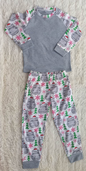 Christmas Pajamas PREORDER Design #2 hippo