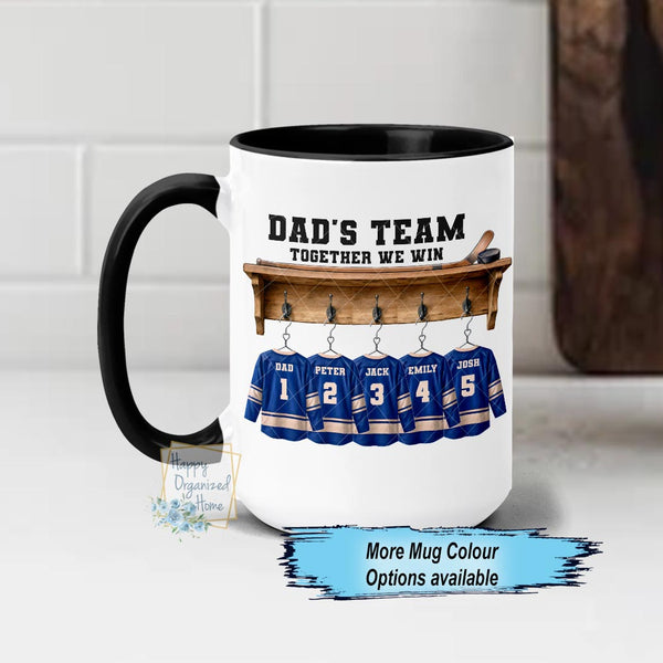 Dad's Hockey team Personalized Coffee Mug, Fathers Day gift