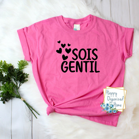 Sois Gentil floating hearts - Pink Shirt Day T-shirt Toddler, Kids and Adult