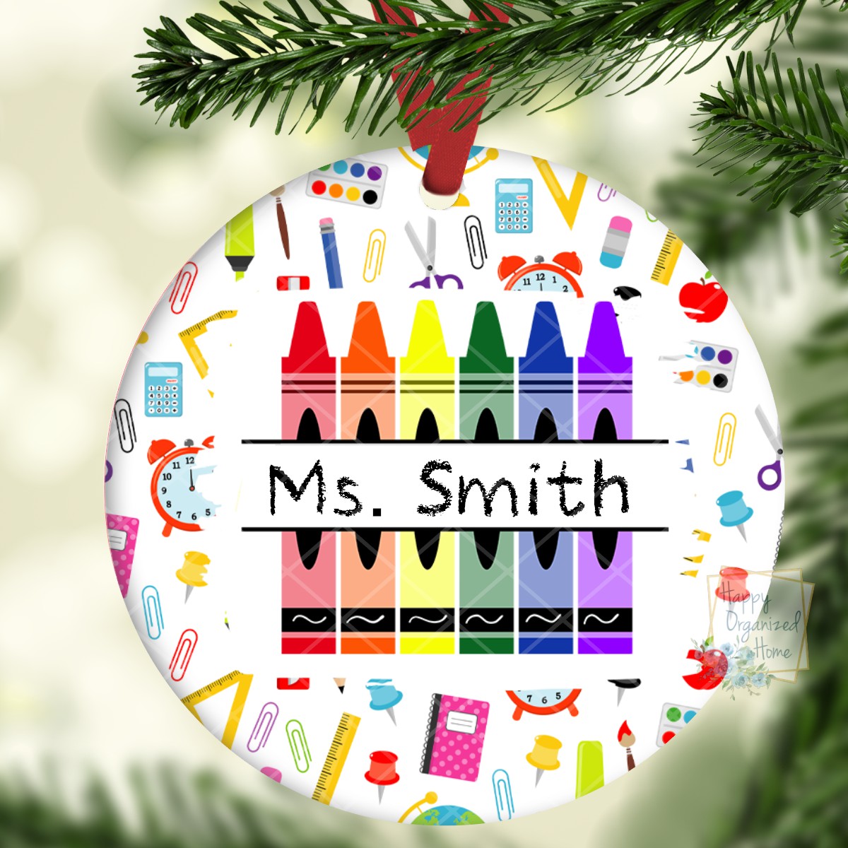 Personalized Teacher Gift Christmas Ornament with Teacher Name