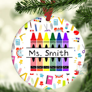 Personalized Teacher Gift Christmas Ornament with Teacher Name