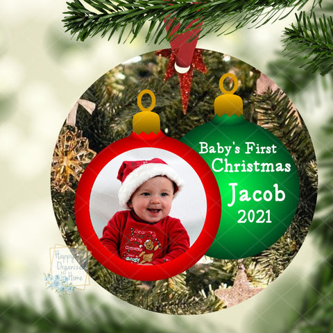 Baby's First Christmas Personalized Photo Ornament