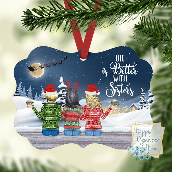 Best Friends and Sisters Personalized Christmas Ornament