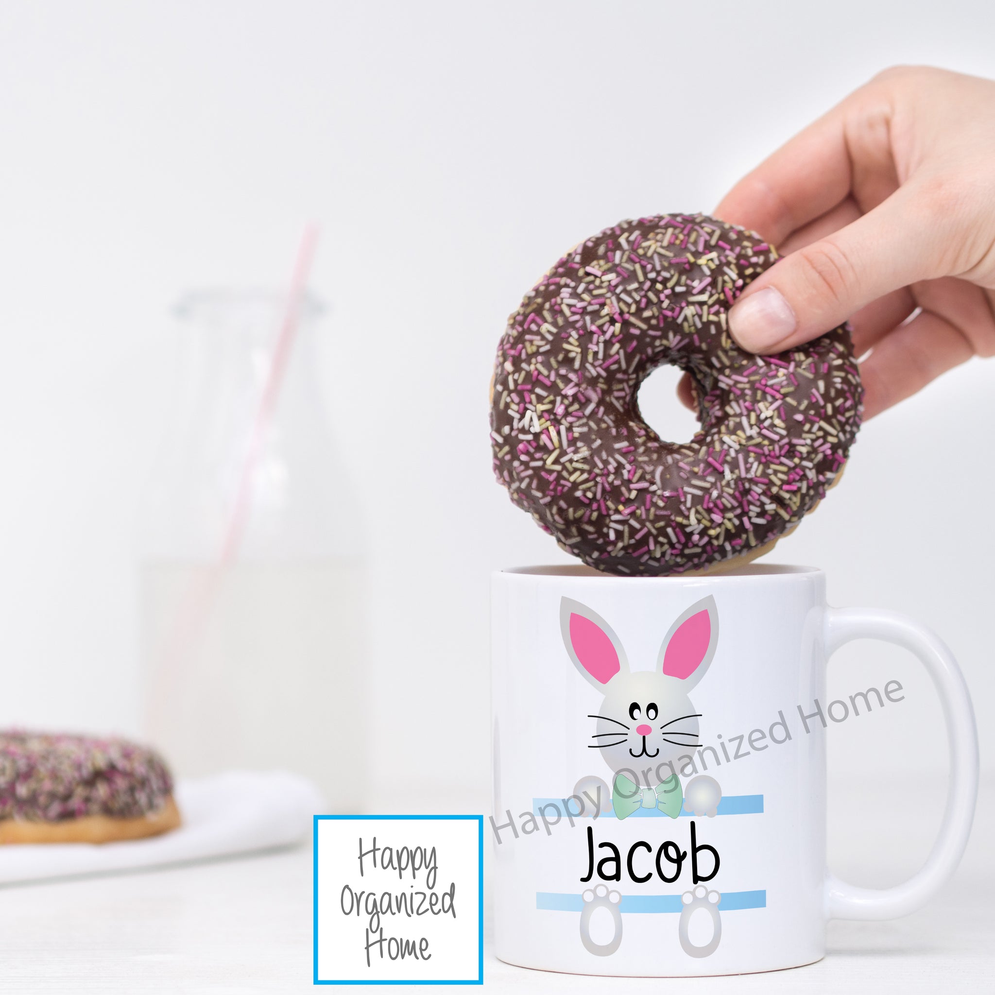 Blue Easter Bunny -  Personalized Easter Mug