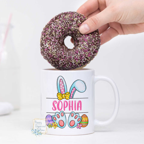 Easter Bunny Split Personalized Easter Mug Pink Bunny Girl