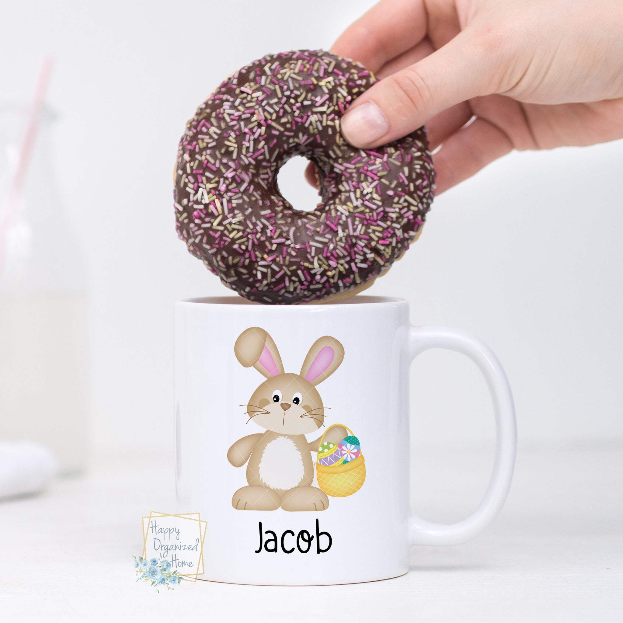 Easter Bunny With Basket Personalized Easter Mug