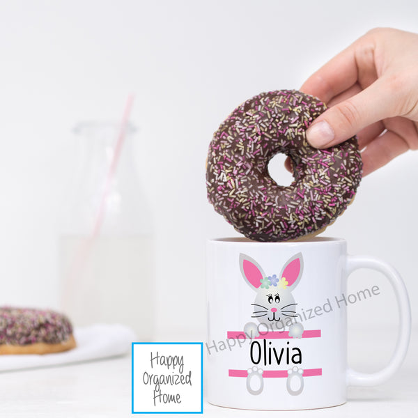 Pink Easter Bunny -  Personalized Easter Mug