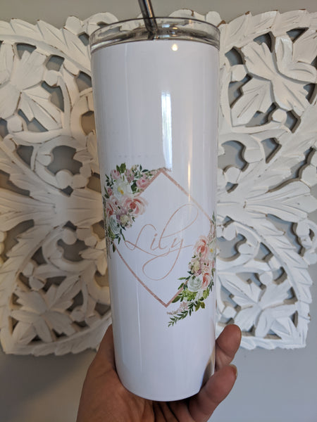 Lily personalized skinny tumbler with straw - IMPERFECT