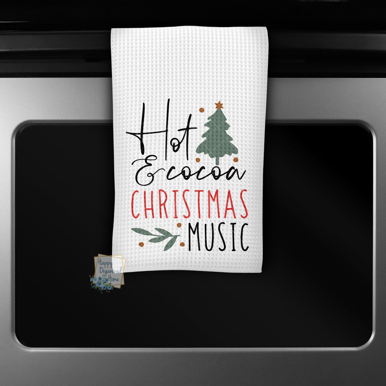 Hot Cocoa & Christmas Music  - Kitchen Towel Tea towel Printed Kitchen Towel