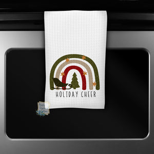 Holiday Cheer Rainbow Santa Sleigh  - Kitchen Towel Tea towel Printed Kitchen Towel