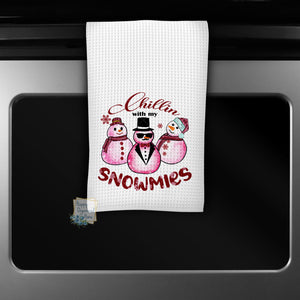 Chillin with my Snowmies - Kitchen Towel Tea towel Printed Kitchen Towel