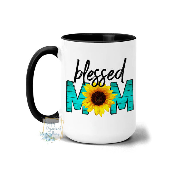 Blessed Mom Floral Sunflower - Coffee Mug Tea Mug