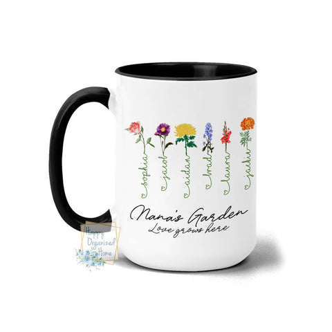 Grandma's Garden Love Grows here printed mug - Ceramic Coffee Mug, Nana's Garden
