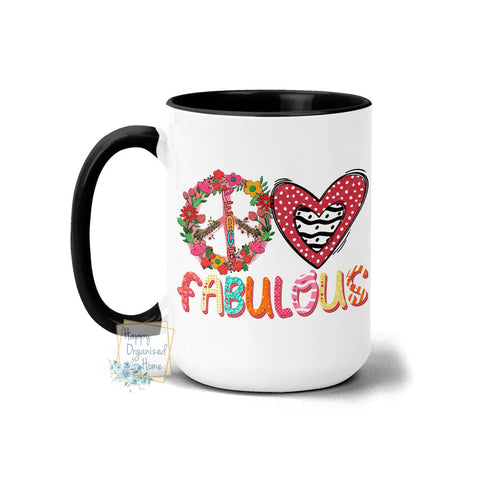 Peace Love Fabulous Retro Vintage Peace Sign - Coffee Mug Tea Mug