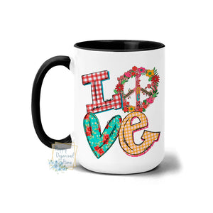 Love Reto Vintage Peace Sign - Coffee Mug Tea Mug