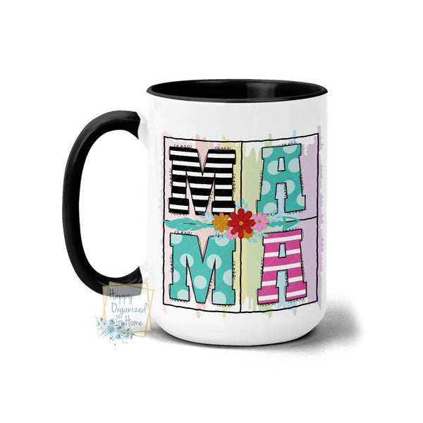Mama Square Floral Design - Coffee Mug Tea Mug