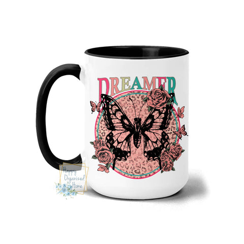 Dreamer Butterfly and flowers - Coffee Mug Tea Mug