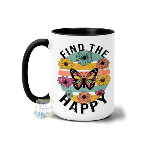 Find the happy Butterfly and flowers - Coffee Mug Tea Mug