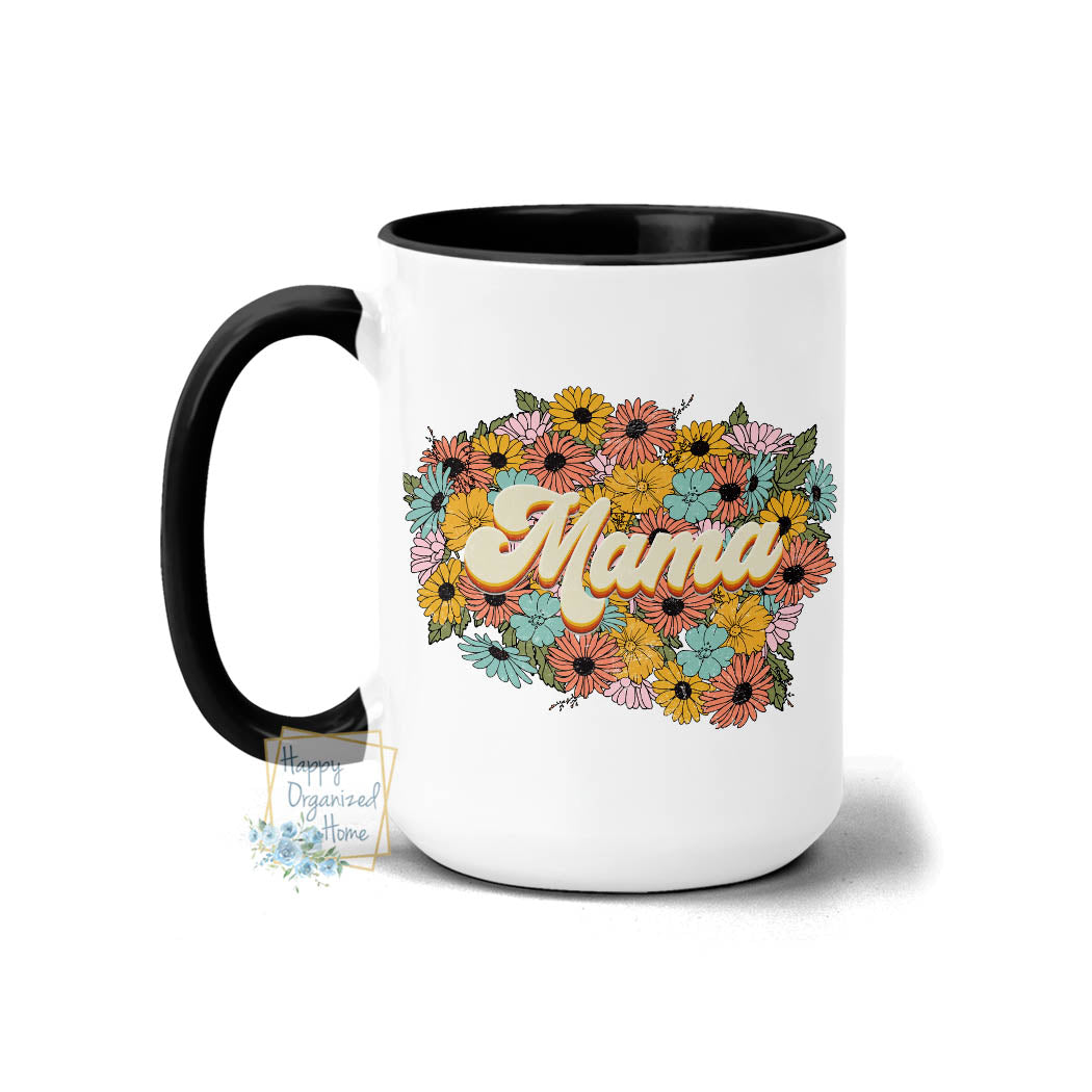 Mama Flowers Retro Vintage style - Coffee Mug Tea Mug