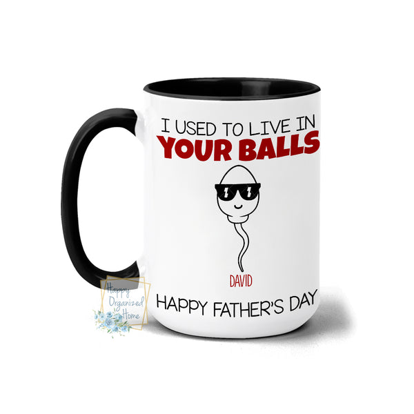 Personalized Father's Day Mug, Funny Father's Day Gifts, Funny Gifts For Dad, Dad Mug, We Used To Live In Your Balls Mug, Dad Birthday Gifts