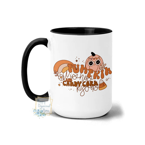 Pumpkin Wishes and Candy Corn kisses retro style fall Coffee Mug  Tea Mug