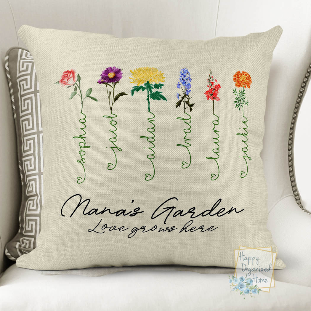 Grandma's Garden Love grows here pillow