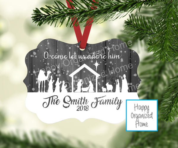 Nativity Family Ornament Personalized
