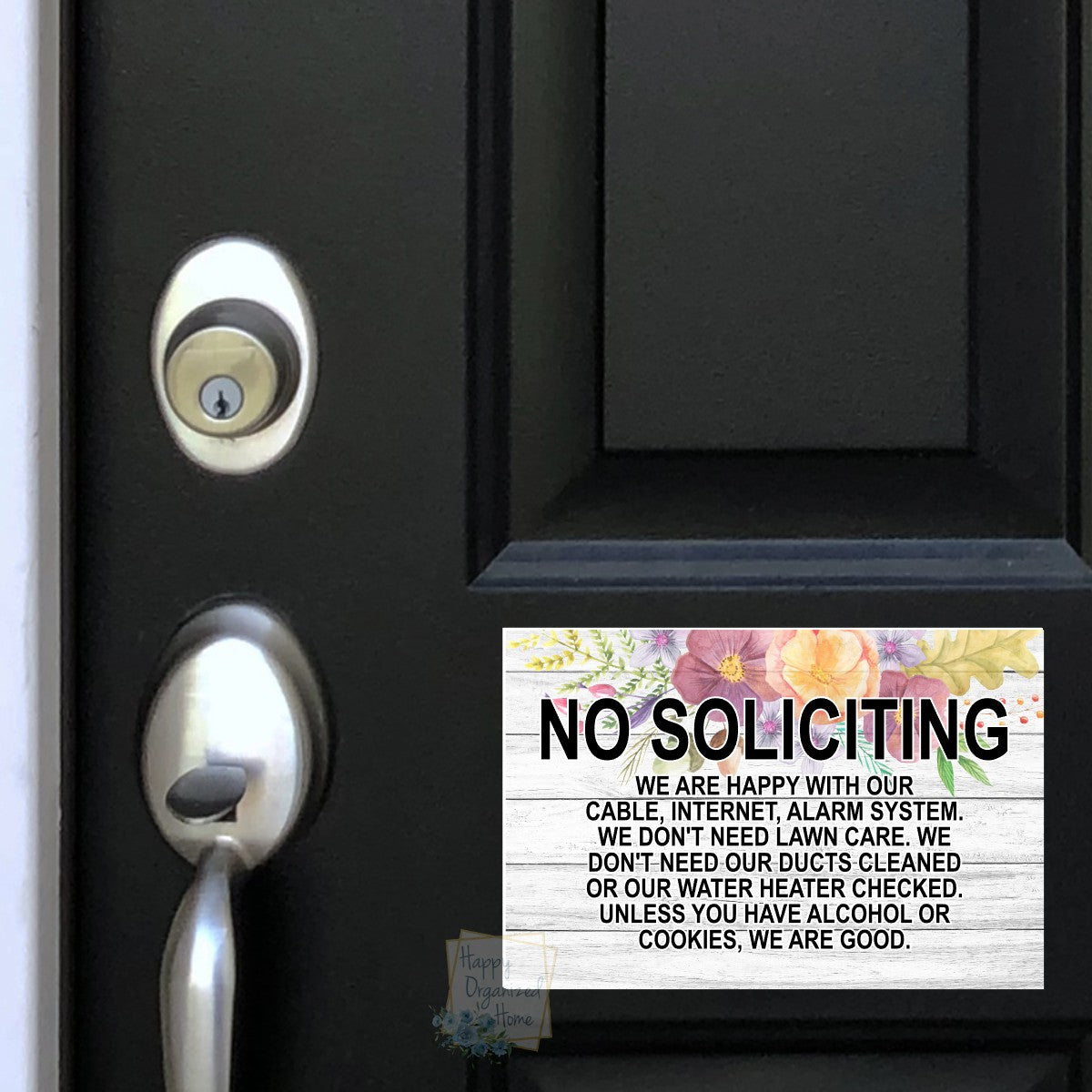 No Soliciting Door Sign Magnet - Funny Floral