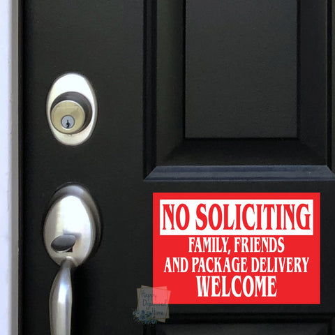 No Soliciting Magnet Door Sign - Red