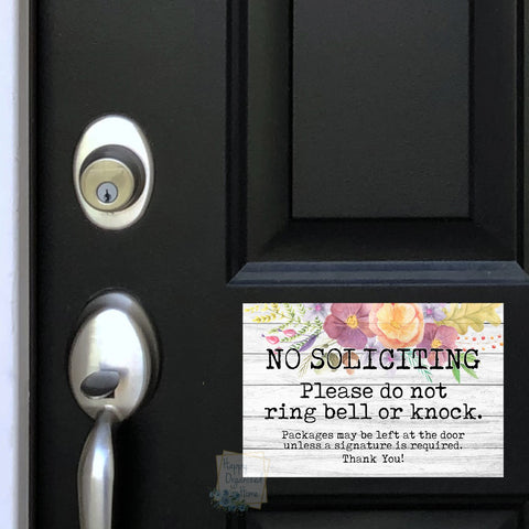 No Soliciting Floral Door Magnet Sign