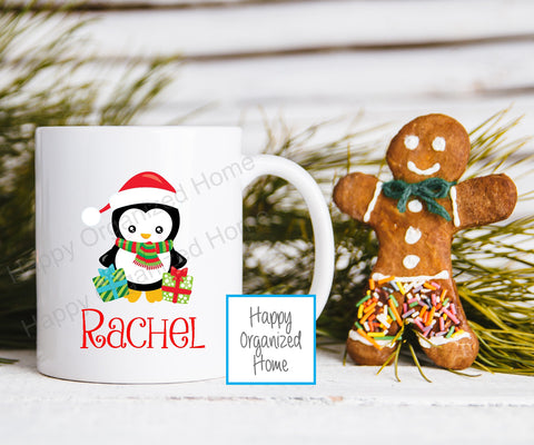 Christmas Penguin Characters Personalized Kids Unbreakable mug
