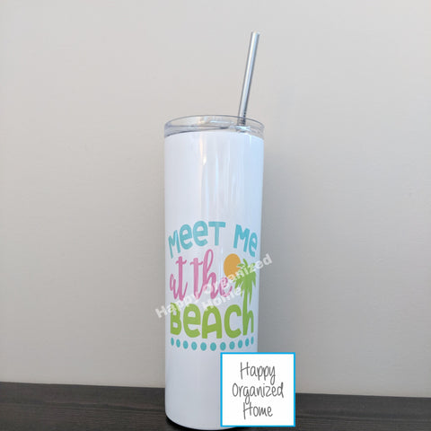 Meet me at the beach - Insulated tumbler with metal straw